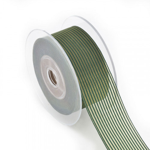 Green striped ribbon 4cm/10m (225196)
